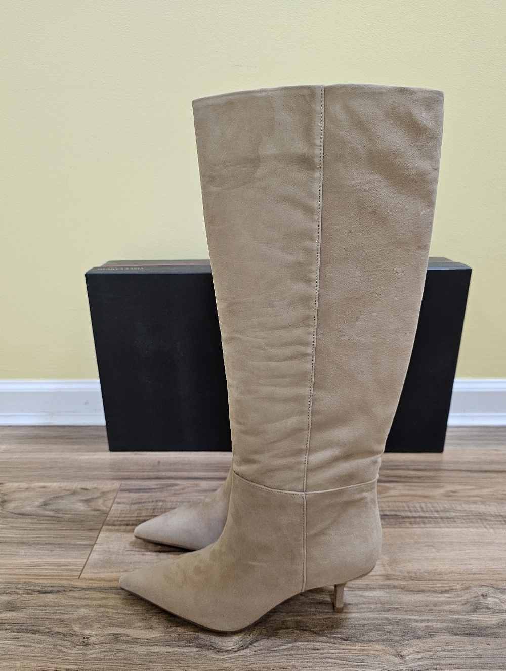 Vince Camuto Tan Suede Knee-High Pointed-Toe Boots - Picture 3 of 14
